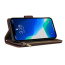 Multifunctional Phone Leather Case with Card Slot & Holder & Zipper Wallet & Photo Frame For iPhone 13 Pro Max(Coffee)