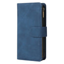 Multifunctional Phone Leather Case with Card Slot & Holder & Zipper Wallet & Photo Frame For iPhone 13 Pro Max(Blue)