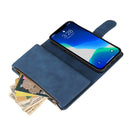 Multifunctional Phone Leather Case with Card Slot & Holder & Zipper Wallet & Photo Frame For iPhone 13 Pro Max(Blue)
