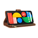 For Google Pixel 5a 5G Multifunctional Phone Leather Case with Card Slot & Holder & Zipper Wallet & Photo Frame(Brown)