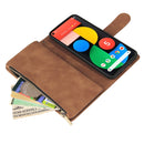 For Google Pixel 5a 5G Multifunctional Phone Leather Case with Card Slot & Holder & Zipper Wallet & Photo Frame(Brown)