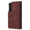 For Samsung Galaxy S22 5G Multifunctional Phone Leather Case with Card Slot & Holder & Zipper Wallet & Photo Frame(Coffee)