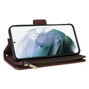 For Samsung Galaxy S22 5G Multifunctional Phone Leather Case with Card Slot & Holder & Zipper Wallet & Photo Frame(Coffee)