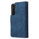 For Samsung Galaxy S22 5G Multifunctional Phone Leather Case with Card Slot & Holder & Zipper Wallet & Photo Frame(Blue)