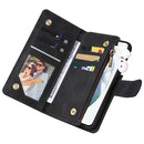 For Samsung Galaxy S22 5G Multifunctional Phone Leather Case with Card Slot & Holder & Zipper Wallet & Photo Frame(Black)