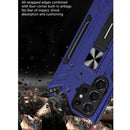For Samsung Galaxy S22 Ultra 5G War-god Armor TPU + PC Shockproof Magnetic Phone Case with Folding Holder(Black)