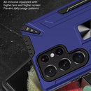For Samsung Galaxy S22 Ultra 5G War-god Armor TPU + PC Shockproof Magnetic Phone Case with Folding Holder(Black)
