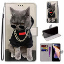 For Xiaomi Redmi Note 11 Pro / 11 Pro+ Coloured Drawing Cross Texture Horizontal Flip PU Phone Leather Case with Holder & Card Slots & Wallet & Lanyard(Colorful Layer(Golden Chain Grey Cat)