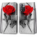 For Xiaomi Redmi Note 11 Pro / 11 Pro+ Coloured Drawing Cross Texture Horizontal Flip PU Phone Leather Case with Holder & Card Slots & Wallet & Lanyard(Colorful Layer(Red Rose On Wooden)