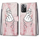 For Xiaomi Redmi Note 11 Pro / 11 Pro+ Coloured Drawing Cross Texture Horizontal Flip PU Phone Leather Case with Holder & Card Slots & Wallet & Lanyard(Colorful Layer(Pink Hands Than Hearts)