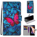 For Xiaomi Redmi Note 11 Pro / 11 Pro+ Coloured Drawing Cross Texture Horizontal Flip PU Phone Leather Case with Holder & Card Slots & Wallet & Lanyard(Colorful Layer(Big Red Butterfly On Blue)