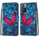 For Xiaomi Redmi Note 11 Pro / 11 Pro+ Coloured Drawing Cross Texture Horizontal Flip PU Phone Leather Case with Holder & Card Slots & Wallet & Lanyard(Colorful Layer(Big Red Butterfly On Blue)