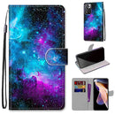 For Xiaomi Redmi Note 11 Pro / 11 Pro+ Coloured Drawing Cross Texture Horizontal Flip PU Phone Leather Case with Holder & Card Slots & Wallet & Lanyard(Colorful Layer(Purple Green Starry Sky)