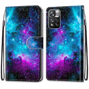 For Xiaomi Redmi Note 11 Pro / 11 Pro+ Coloured Drawing Cross Texture Horizontal Flip PU Phone Leather Case with Holder & Card Slots & Wallet & Lanyard(Colorful Layer(Purple Green Starry Sky)