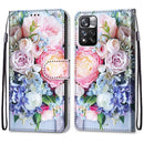 For Xiaomi Redmi Note 11 Pro / 11 Pro+ Coloured Drawing Cross Texture Horizontal Flip PU Phone Leather Case with Holder & Card Slots & Wallet & Lanyard(Colorful Layer(Light Pink Bouquet)