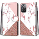 For Xiaomi Redmi Note 11 Pro / 11 Pro+ Coloured Drawing Cross Texture Horizontal Flip PU Phone Leather Case with Holder & Card Slots & Wallet & Lanyard(Colorful Layer(Stitching Pink Stone Pattern)