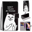 For Xiaomi Redmi Note 11 Pro / 11 Pro+ Coloured Drawing Cross Texture Horizontal Flip PU Phone Leather Case with Holder & Card Slots & Wallet & Lanyard(Colorful Layer(Middle Finger White Cat)