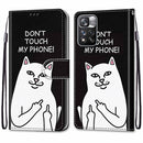 For Xiaomi Redmi Note 11 Pro / 11 Pro+ Coloured Drawing Cross Texture Horizontal Flip PU Phone Leather Case with Holder & Card Slots & Wallet & Lanyard(Colorful Layer(Middle Finger White Cat)