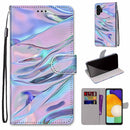 For Samsung Galaxy A13 4G Coloured Drawing Cross Texture Horizontal Flip PU Phone Leather Case with Holder & Card Slots & Wallet & Lanyard(Colorful Layer(Fluorescent Water Pattern)