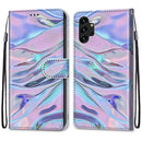 For Samsung Galaxy A13 4G Coloured Drawing Cross Texture Horizontal Flip PU Phone Leather Case with Holder & Card Slots & Wallet & Lanyard(Colorful Layer(Fluorescent Water Pattern)