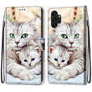 For Samsung Galaxy A13 4G Coloured Drawing Cross Texture Horizontal Flip PU Phone Leather Case with Holder & Card Slots & Wallet & Lanyard(Colorful Layer(Big Cat Hugging Kitten)