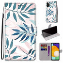 For Samsung Galaxy A13 4G Coloured Drawing Cross Texture Horizontal Flip PU Phone Leather Case with Holder & Card Slots & Wallet & Lanyard(Colorful Layer(Pink Green Needles)