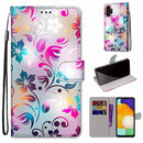 For Samsung Galaxy A13 4G Coloured Drawing Cross Texture Horizontal Flip PU Phone Leather Case with Holder & Card Slots & Wallet & Lanyard(Colorful Layer(Gradient Colorful Flower)