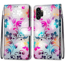 For Samsung Galaxy A13 4G Coloured Drawing Cross Texture Horizontal Flip PU Phone Leather Case with Holder & Card Slots & Wallet & Lanyard(Colorful Layer(Gradient Colorful Flower)