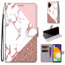 For Samsung Galaxy A13 4G Coloured Drawing Cross Texture Horizontal Flip PU Phone Leather Case with Holder & Card Slots & Wallet & Lanyard(Colorful Layer(Stitching Pink Stone Pattern)