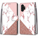 For Samsung Galaxy A13 4G Coloured Drawing Cross Texture Horizontal Flip PU Phone Leather Case with Holder & Card Slots & Wallet & Lanyard(Colorful Layer(Stitching Pink Stone Pattern)