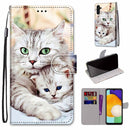 For Samsung Galaxy A13 5G Coloured Drawing Cross Texture Horizontal Flip PU Phone Leather Case with Holder & Card Slots & Wallet & Lanyard(Colorful Layer(Big Cat Hugging Kitten)