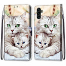 For Samsung Galaxy A13 5G Coloured Drawing Cross Texture Horizontal Flip PU Phone Leather Case with Holder & Card Slots & Wallet & Lanyard(Colorful Layer(Big Cat Hugging Kitten)