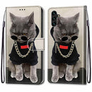 For Samsung Galaxy A13 5G Coloured Drawing Cross Texture Horizontal Flip PU Phone Leather Case with Holder & Card Slots & Wallet & Lanyard(Colorful Layer(Golden Chain Grey Cat)