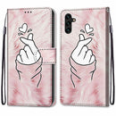 For Samsung Galaxy A13 5G Coloured Drawing Cross Texture Horizontal Flip PU Phone Leather Case with Holder & Card Slots & Wallet & Lanyard(Colorful Layer(Pink Hands Than Hearts)
