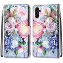 For Samsung Galaxy A13 5G Coloured Drawing Cross Texture Horizontal Flip PU Phone Leather Case with Holder & Card Slots & Wallet & Lanyard(Colorful Layer(Light Pink Bouquet)