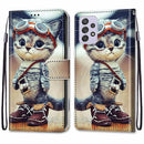 For Samsung Galaxy A33 5G Coloured Drawing Cross Texture Horizontal Flip PU Phone Leather Case with Holder & Card Slots & Wallet & Lanyard(Colorful Layer(Leather Shoes Cat)