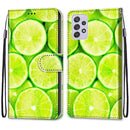 For Samsung Galaxy A33 5G Coloured Drawing Cross Texture Horizontal Flip PU Phone Leather Case with Holder & Card Slots & Wallet & Lanyard(Colorful Layer(Lime)