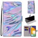 For Samsung Galaxy A33 5G Coloured Drawing Cross Texture Horizontal Flip PU Phone Leather Case with Holder & Card Slots & Wallet & Lanyard(Colorful Layer(Fluorescent Water Pattern)