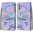 For Samsung Galaxy A33 5G Coloured Drawing Cross Texture Horizontal Flip PU Phone Leather Case with Holder & Card Slots & Wallet & Lanyard(Colorful Layer(Fluorescent Water Pattern)
