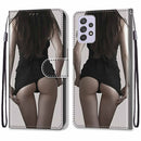 For Samsung Galaxy A33 5G Coloured Drawing Cross Texture Horizontal Flip PU Phone Leather Case with Holder & Card Slots & Wallet & Lanyard(Colorful Layer(Miniskirt)