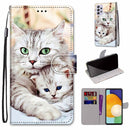 For Samsung Galaxy A33 5G Coloured Drawing Cross Texture Horizontal Flip PU Phone Leather Case with Holder & Card Slots & Wallet & Lanyard(Colorful Layer(Big Cat Hugging Kitten)
