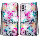 For Samsung Galaxy A33 5G Coloured Drawing Cross Texture Horizontal Flip PU Phone Leather Case with Holder & Card Slots & Wallet & Lanyard(Colorful Layer(Gradient Colorful Flower)