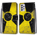For Samsung Galaxy A33 5G Coloured Drawing Cross Texture Horizontal Flip PU Phone Leather Case with Holder & Card Slots & Wallet & Lanyard(Colorful Layer(Yellow and Black Signs)