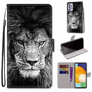 For Samsung Galaxy A33 5G Coloured Drawing Cross Texture Horizontal Flip PU Phone Leather Case with Holder & Card Slots & Wallet & Lanyard(Colorful Layer(Black and White Lion Head)