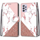 For Samsung Galaxy A33 5G Coloured Drawing Cross Texture Horizontal Flip PU Phone Leather Case with Holder & Card Slots & Wallet & Lanyard(Colorful Layer(Stitching Pink Stone Pattern)