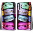 For Samsung Galaxy A33 5G Coloured Drawing Cross Texture Horizontal Flip PU Phone Leather Case with Holder & Card Slots & Wallet & Lanyard(Colorful Layer(Colorful Layer Cake)