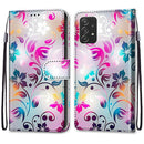 For Samsung Galaxy A53 5G Coloured Drawing Cross Texture Horizontal Flip PU Phone Leather Case with Holder & Card Slots & Wallet & Lanyard(Colorful Layer(Gradient Colorful Flower)