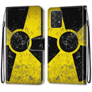 For Samsung Galaxy A53 5G Coloured Drawing Cross Texture Horizontal Flip PU Phone Leather Case with Holder & Card Slots & Wallet & Lanyard(Colorful Layer(Yellow and Black Signs)