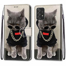 For Samsung Galaxy A53 5G Coloured Drawing Cross Texture Horizontal Flip PU Phone Leather Case with Holder & Card Slots & Wallet & Lanyard(Colorful Layer(Golden Chain Grey Cat)