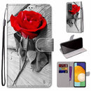 For Samsung Galaxy A53 5G Coloured Drawing Cross Texture Horizontal Flip PU Phone Leather Case with Holder & Card Slots & Wallet & Lanyard(Colorful Layer(Red Rose On Wooden)